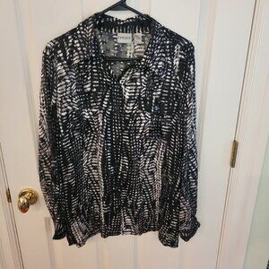 Chico's silk & rayon snakeskin print button down blouse.  Size 2 (US 12)